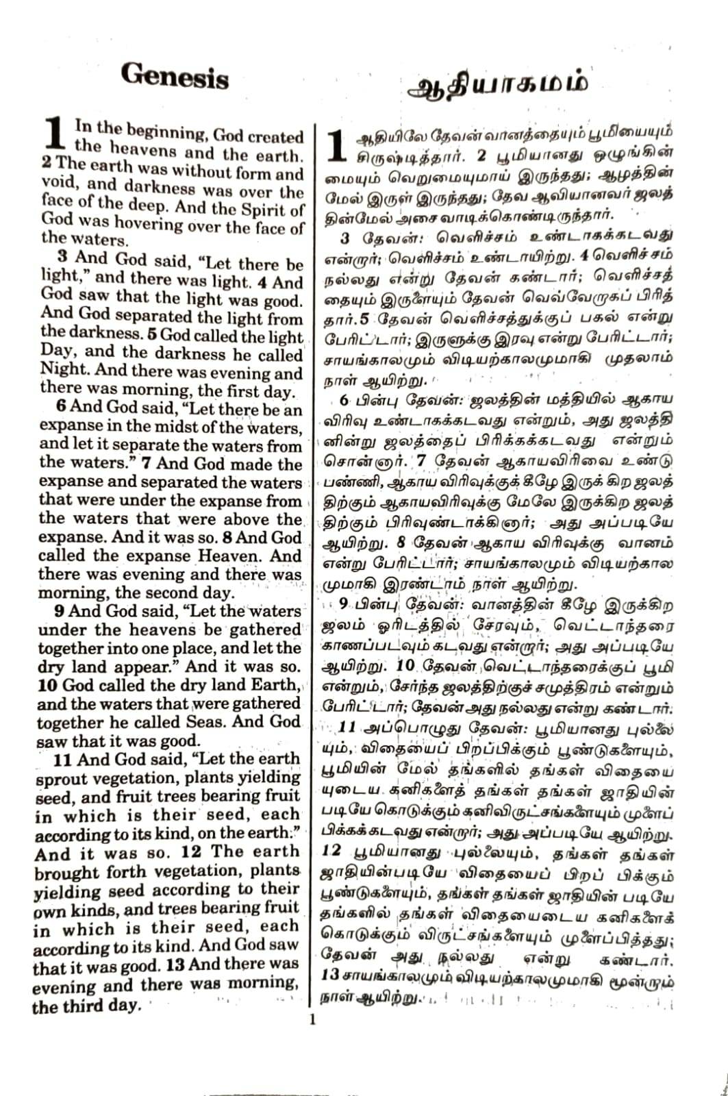 Tamil-English Parallel Bible: Large Font, Korean Print Edition, BSI Black Leather Bound (ISBN: 9788122125542)