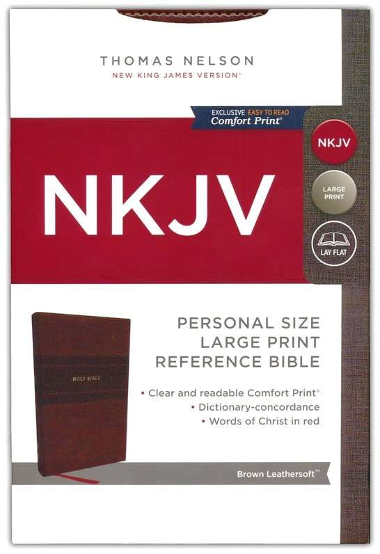 NKJV Personal Size Large Print Reference Bible, Brown LeatherSoft Cover, ISBN 9781400335411