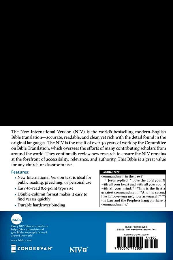 NIV Value Pew & Worship Bible, Hardbound Edition (ISBN: 9780310446200)
