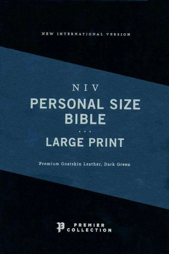 NIV Personal Size Large Print Bible - Premium Dark Green Goatskin Leather - Premier Collection