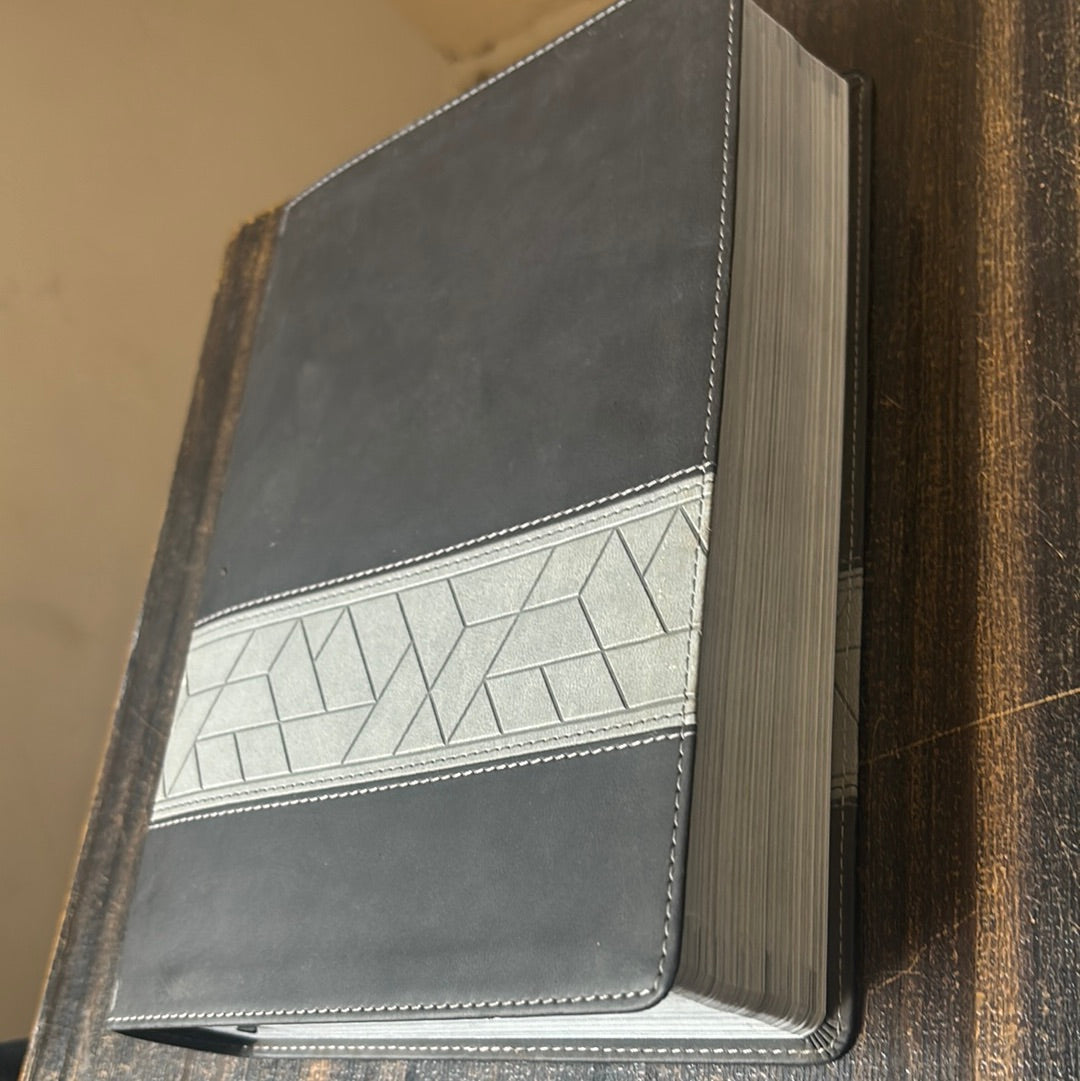 Black Leathersoft NIV Storyline Bible with Comfort Print features