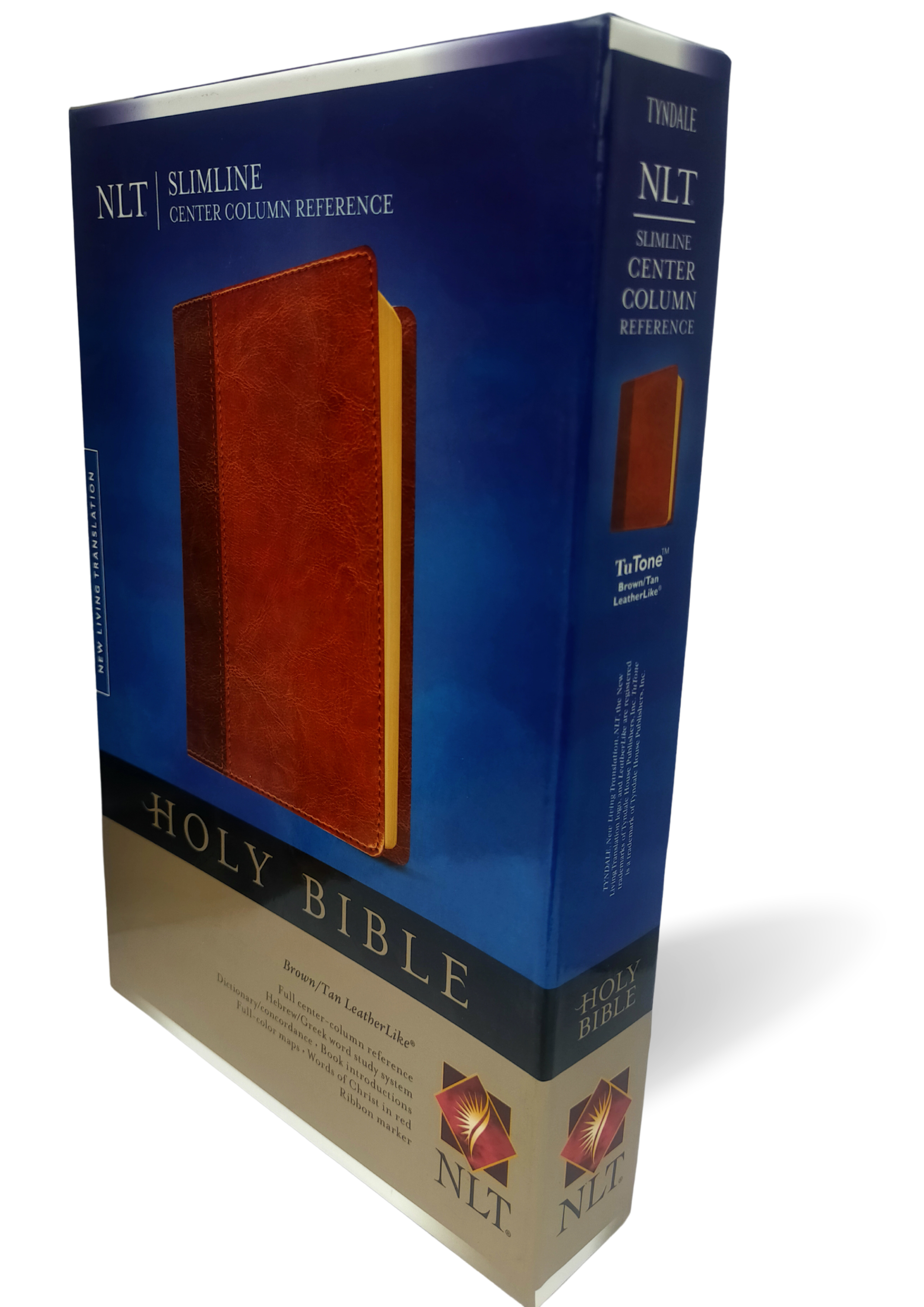 NLT Slimline Center Column Reference Bible, Brown/Tan: New Living Translation, Brown/ Tan, TuTone, Leatherlike, Slimline Center Column Reference Edition Imitation Leather