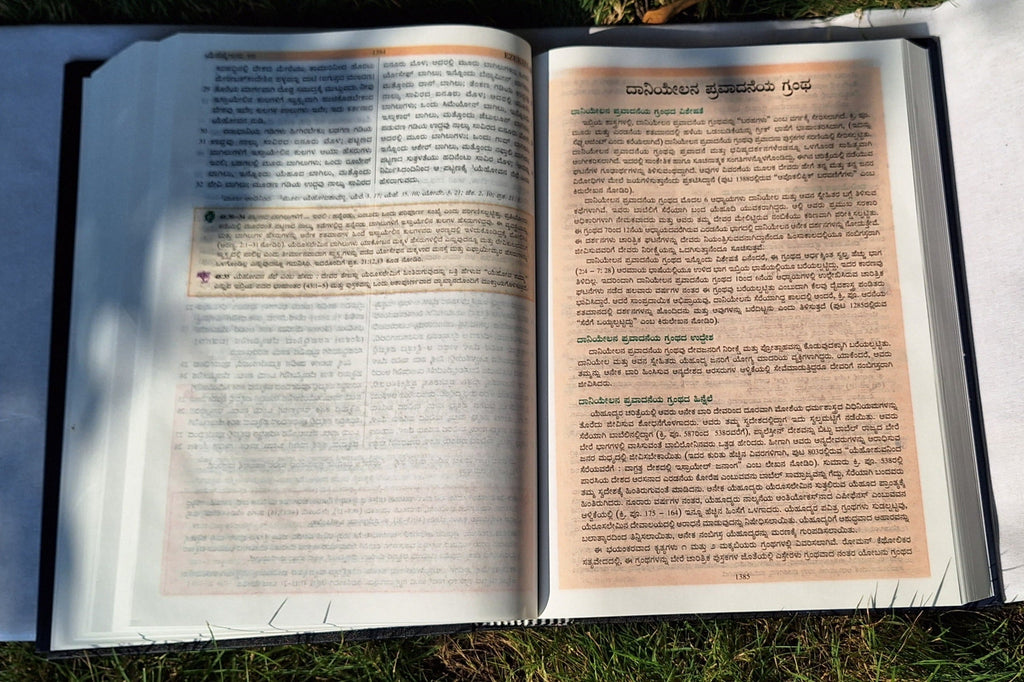 Detailed image of Kannada BSI Study Bible's black hardcover