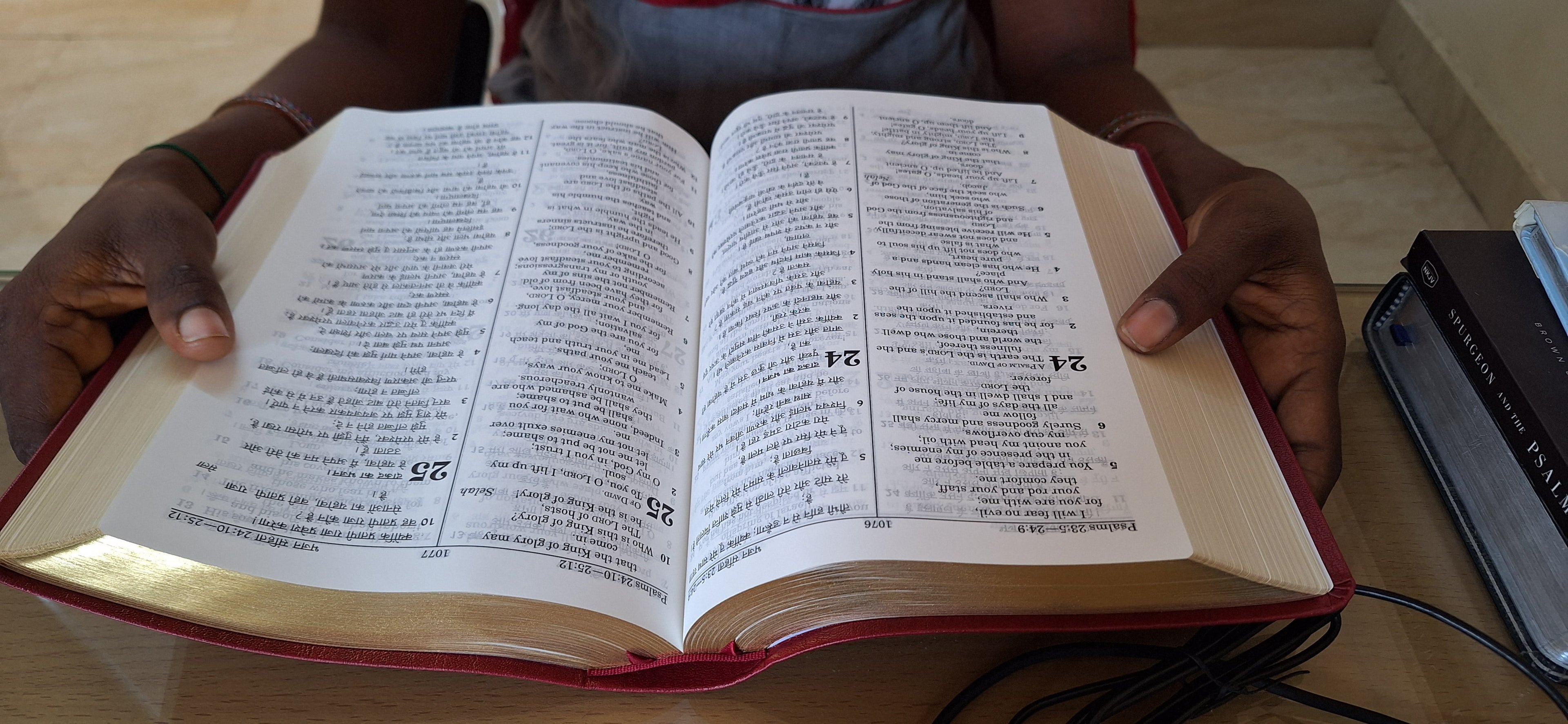 English Hindi Leather Bound Bilingual Holy Bible