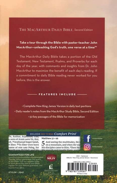 NKJV The MacArthur Daily Bible, 2nd Edition: Hardbound Personal Size