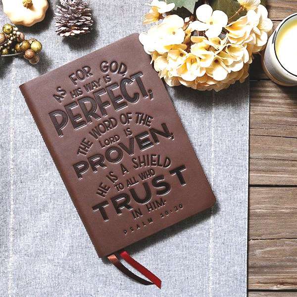 NKJV Thinline Large Print Bible, Verse Art Cover Collection - Dark Brown Genuine Leather