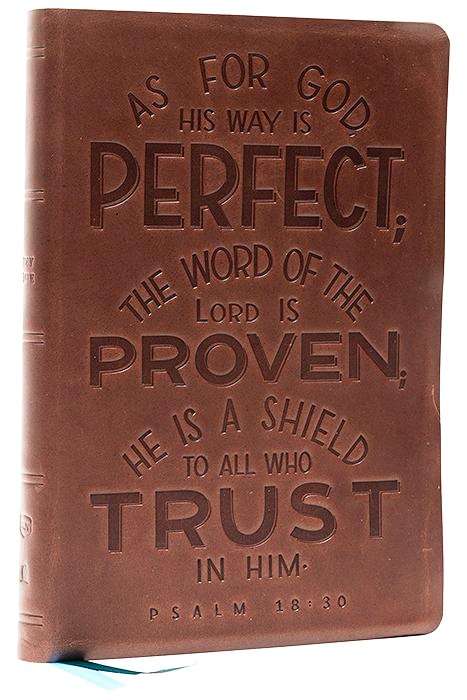NKJV Thinline Large Print Bible, Verse Art Cover Collection - Dark Brown Genuine Leather