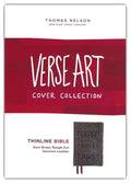 NKJV Thinline Large Print Bible, Verse Art Cover Collection - Dark Brown Genuine Leather
