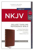 NKJV Deluxe Thinline Reference Bible, Brown Genuine Leather, Comfort Print - ISBN: 9780785248842