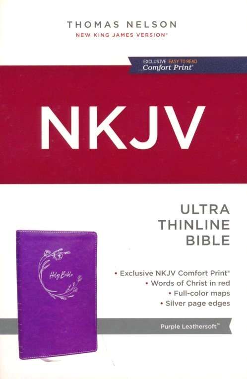 NKJV Ultra Thinline Bible, Purple Leathersoft Cover, ISBN 9781400338429