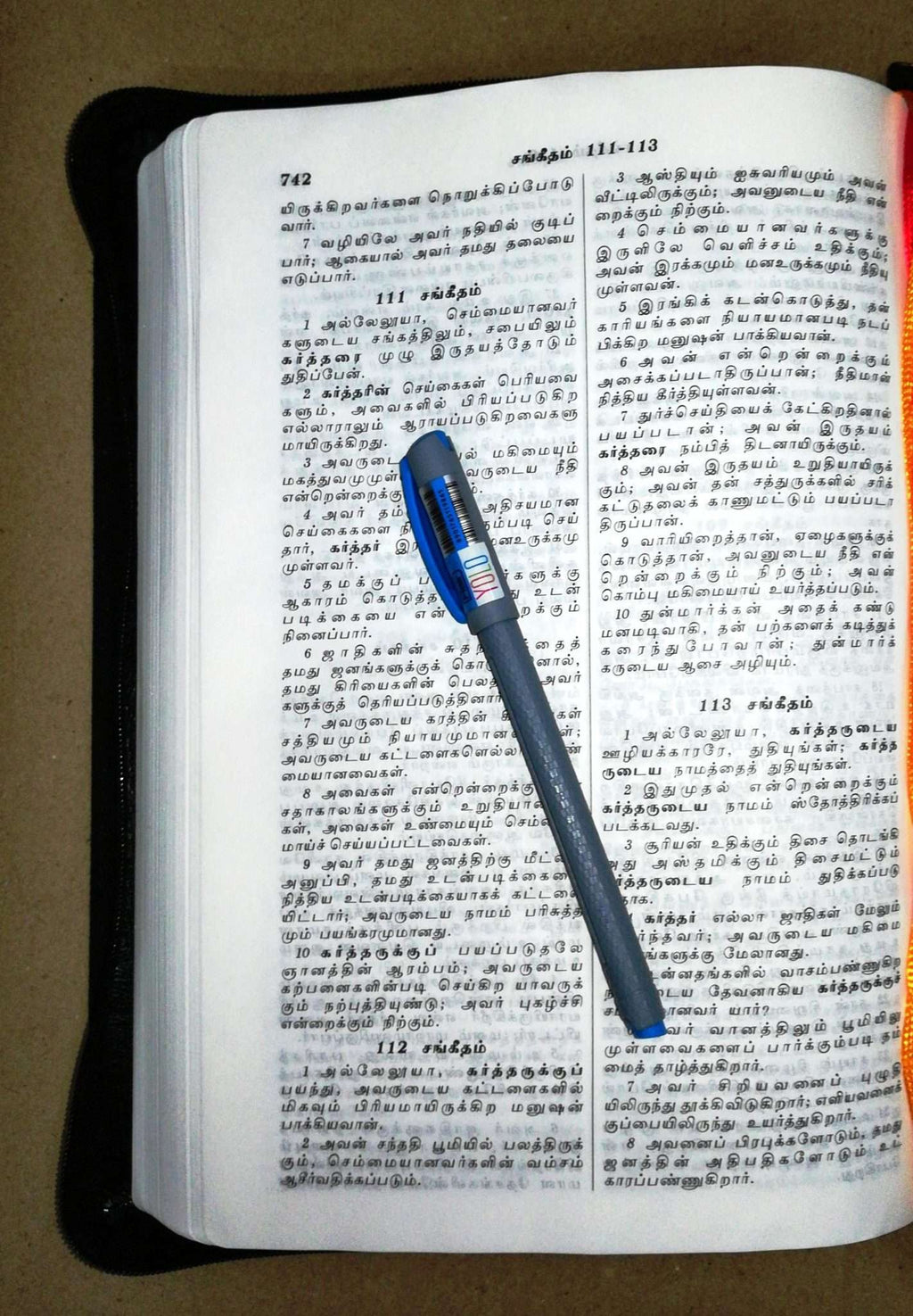 Korean-Tamil Bilingual Bible, Black Cover with Silver Edges, Zippered, ISBN 9788122130843