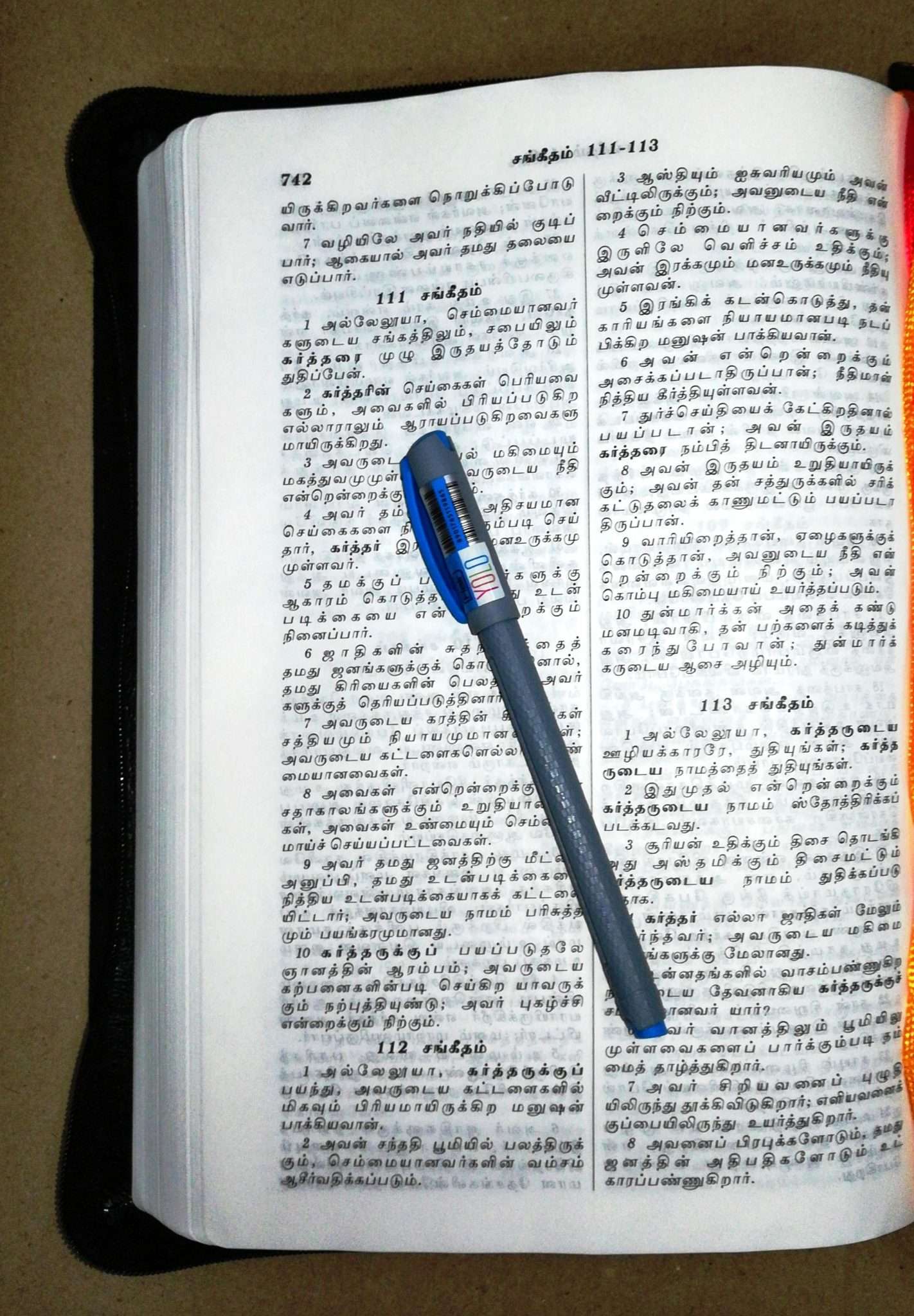 Korean-Tamil Bilingual Bible, Black Cover with Silver Edges, Zippered, ISBN 9788122130843
