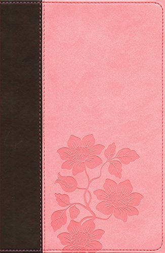 New Living Translation Slimline Center Column Reference Bible, Dark Brown and Pink Flowers TuTone LeatherLike Cover