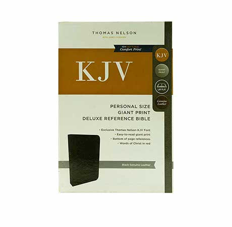 KJV Holy Bible: Personal Size Giant Print with 43,000 Cross References, Black Genuine Leather, Red Letter, Comfort Print: King James Version