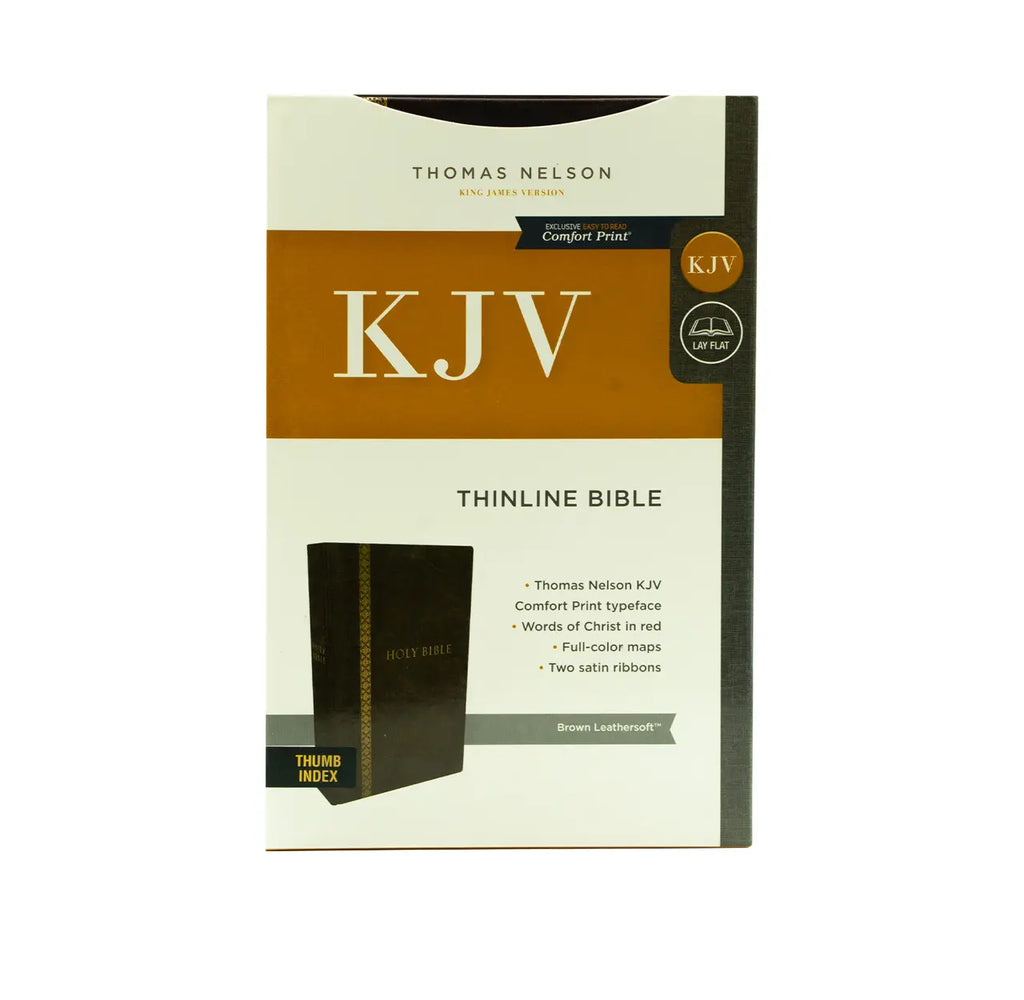 KJV Holy Bible: Thinline, Brown | Christ + The Lion First Bible and Prayers | Chris Combo