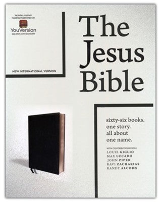 NIV Bible featuring the story of Jesus in imitation leather black cover