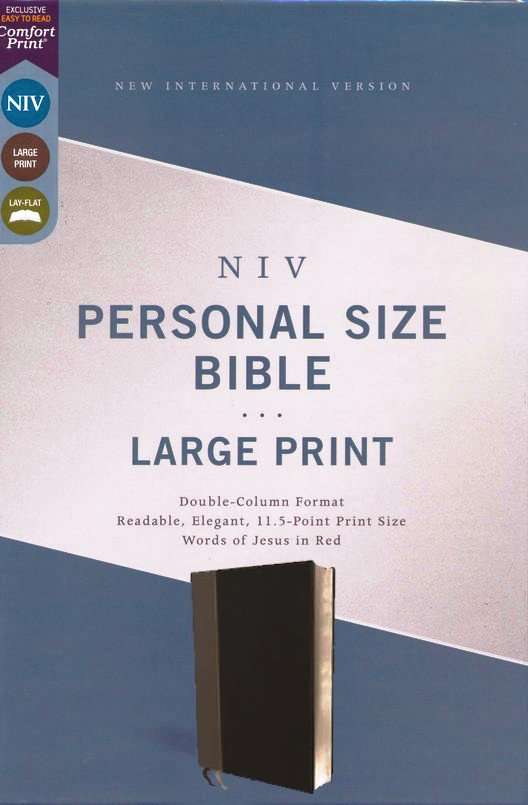 NIV Large Print Personal Size Bible, Black and Grey Leathersoft Cover (ISBN 9780310454267)