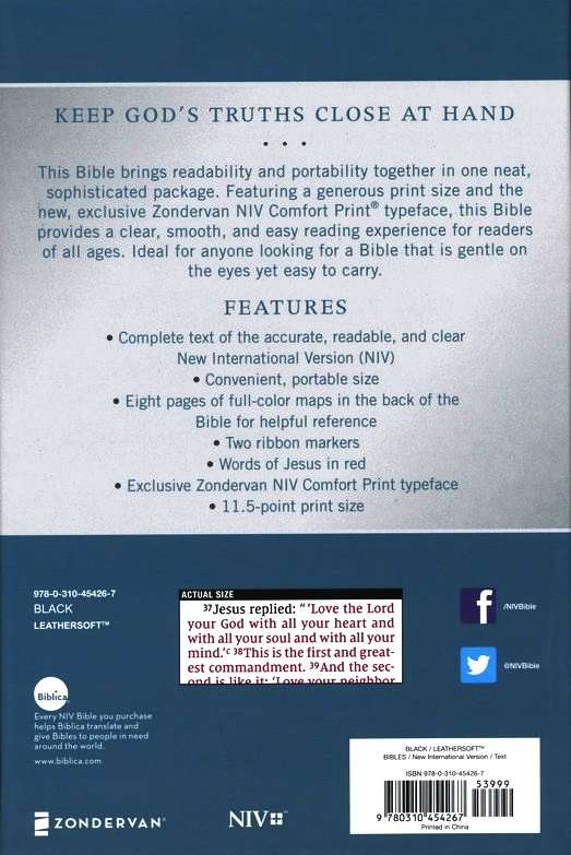 NIV Large Print Personal Size Bible, Black and Grey Leathersoft Cover (ISBN 9780310454267)