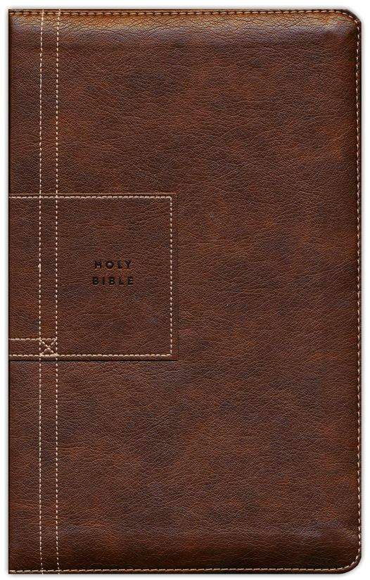 NLT New Living Translation Thinline Reference Bible, Atlas Rustic Brown Zippered Leather-Like Cover