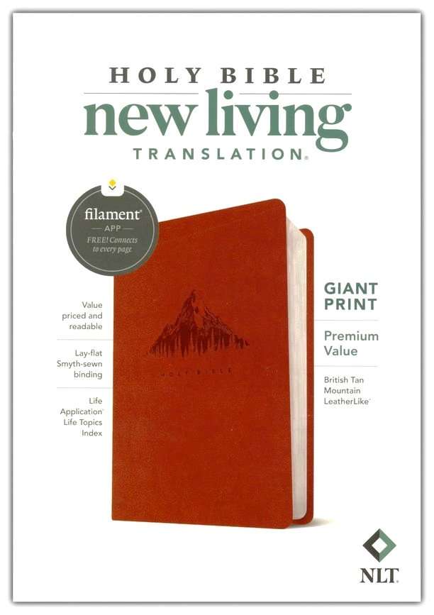 NLT Premium Value Giant Print Bible, British Tan LeatherSoft Cover, ISBN 9781496488263