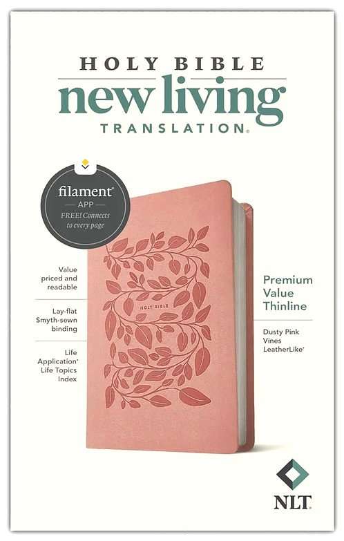 NLT Premium Value Thinline Bible: Dusty Pink Vines Leather-Like Cover (ISBN: 978196484789)