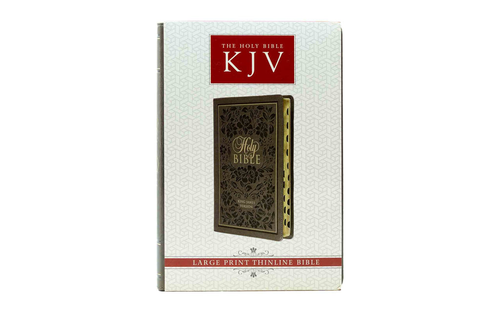 KJV Thinline Large Print Bible - Dusty Brown Floral Faux Leather + Daily Wisdom for Women 2022 Devot