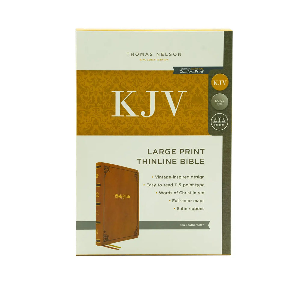KJV Large Print Thinline Bible - Tan Lea + KJV Holy Bible Large Print Thinline - Bl Combo