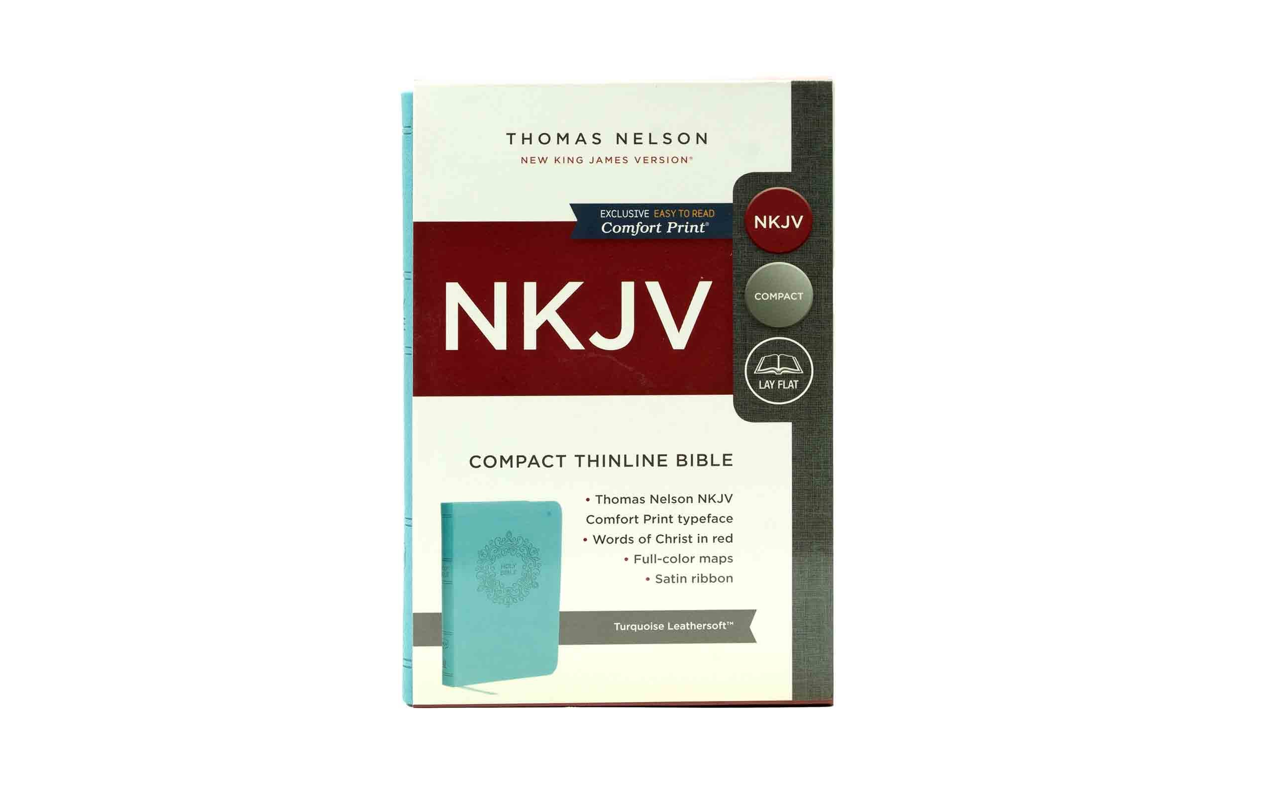 NKJV Compact Thinline Bible | Christian  + KJV Compact Bible - Black Pebbled Leathe Combo