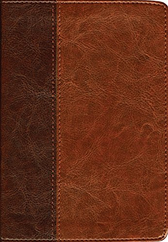NLT Bible with slimline center column references, brown and tan imitation leather binding, TuTone design