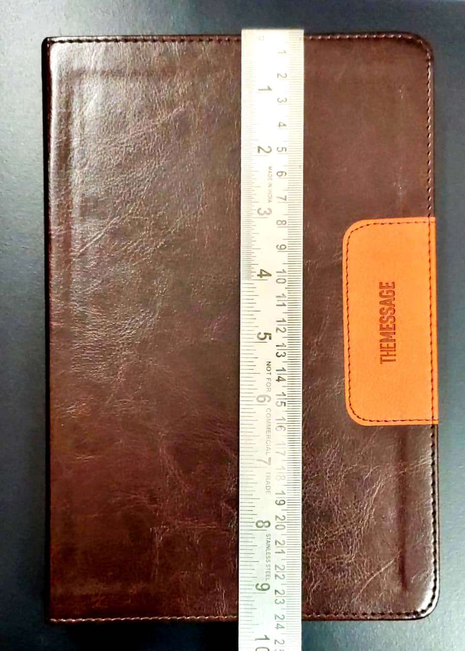 The Message Bible: Slimline Edition in Brown and Saddle Tan Leather-Look