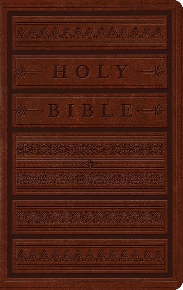 Large Print Personal Size Bible in Brown TruTone Engraved Mantel Design
