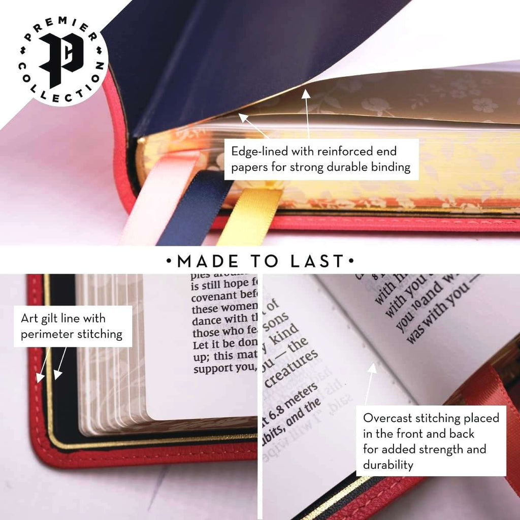 Premier Collection: NIV Thinline Bible - Premium Goatskin Leather, Coral Pink Edition (ISBN: 9780310460862)