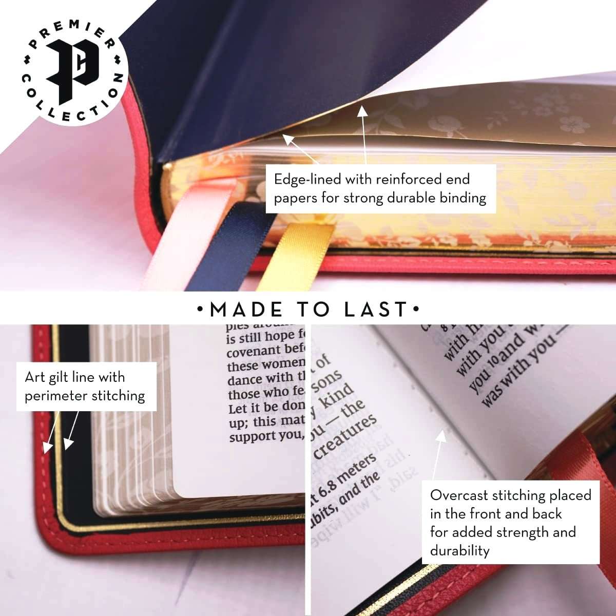 Premier Collection: NIV Thinline Bible - Premium Goatskin Leather, Coral Pink Edition (ISBN: 9780310460862)