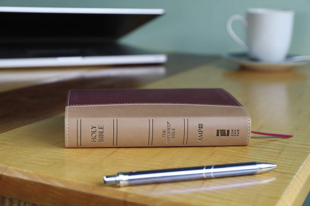 Amplified Holy Bible, Compact, Leathersoft, Camel/Burgundy: Captures the Full Meaning Behind the Original Greek and Hebrew Imitation Leather