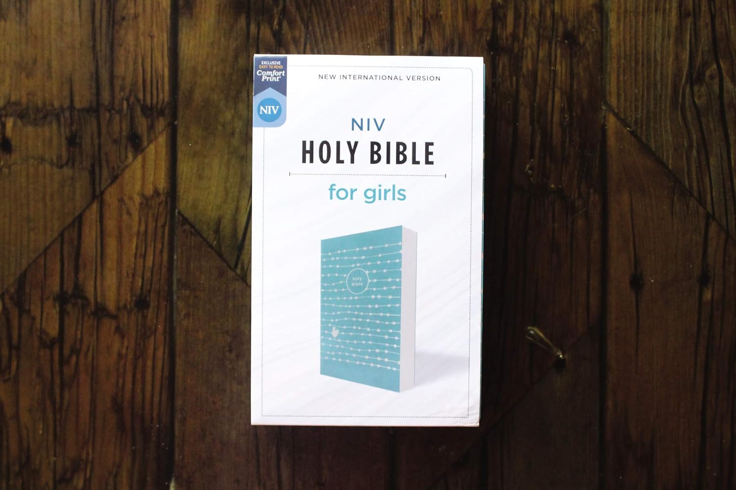 Close-up of NIV Holy Bible for Girls Soft Touch Edition in Teal LeatherSoft