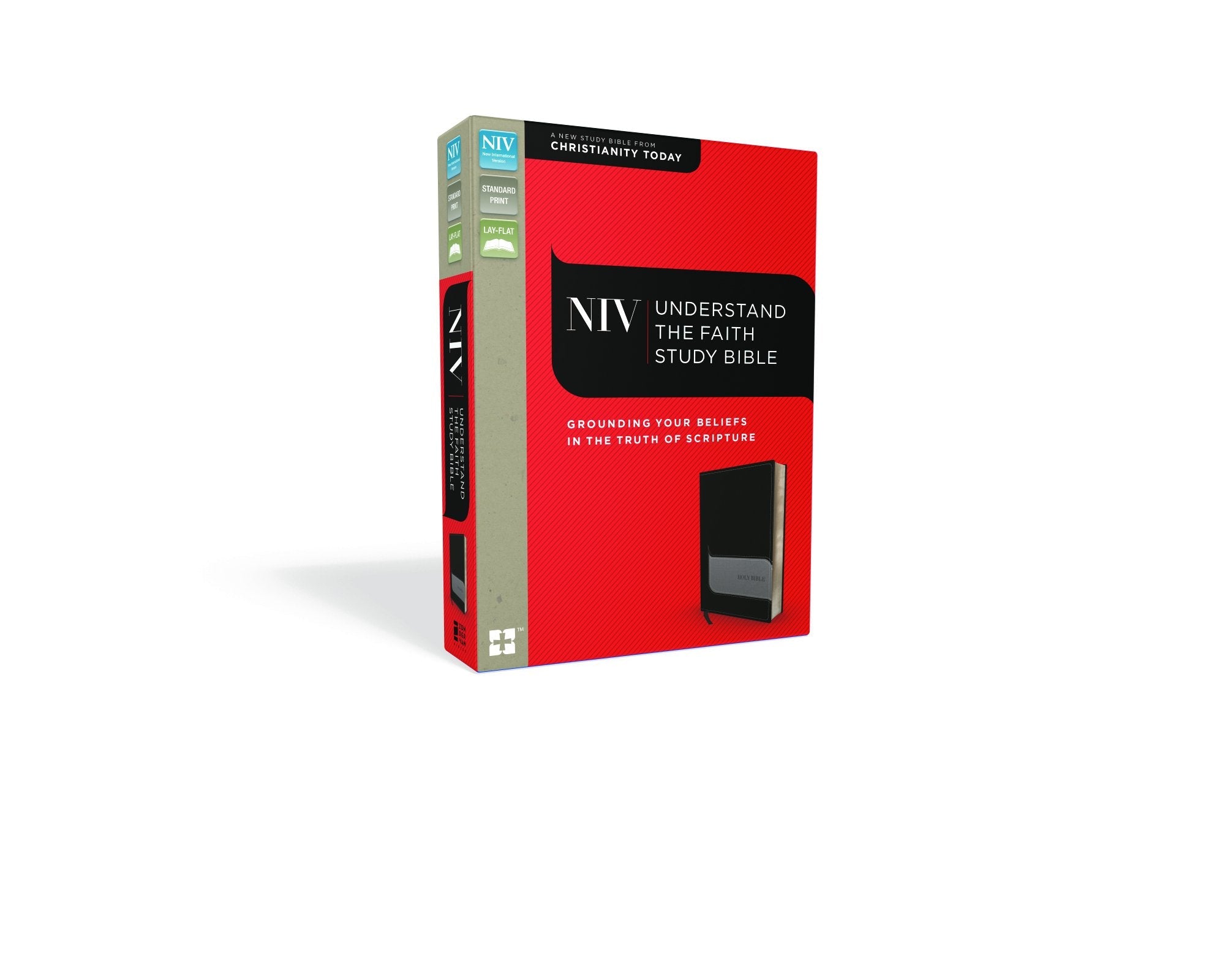 NKJV Study Bible in stylish black/gray Italian Duo-tone Imitation Leather