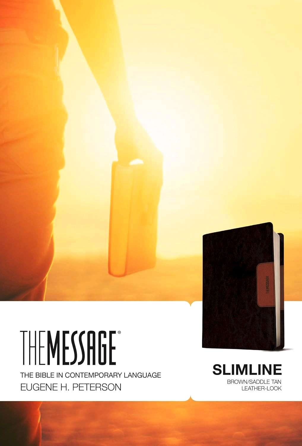 The Message Bible: Slimline Edition in Brown and Saddle Tan Leather-Look