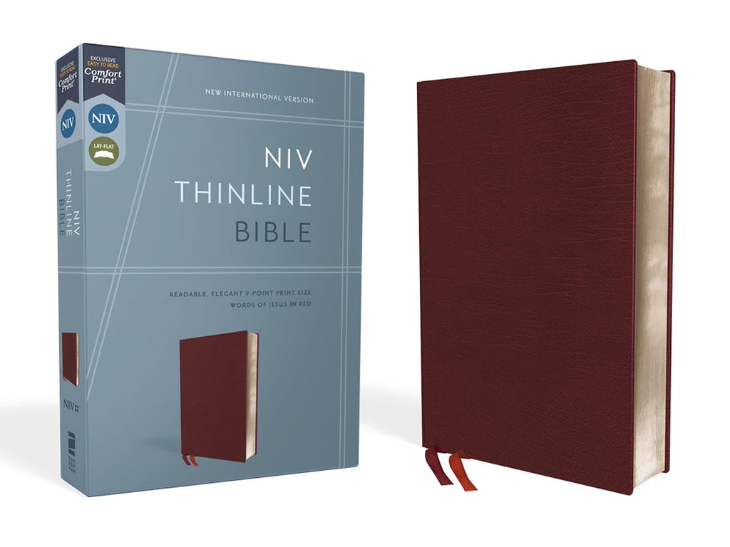 NIV Thinline Bonded Leather Burgundy Red Letter Edition Bible