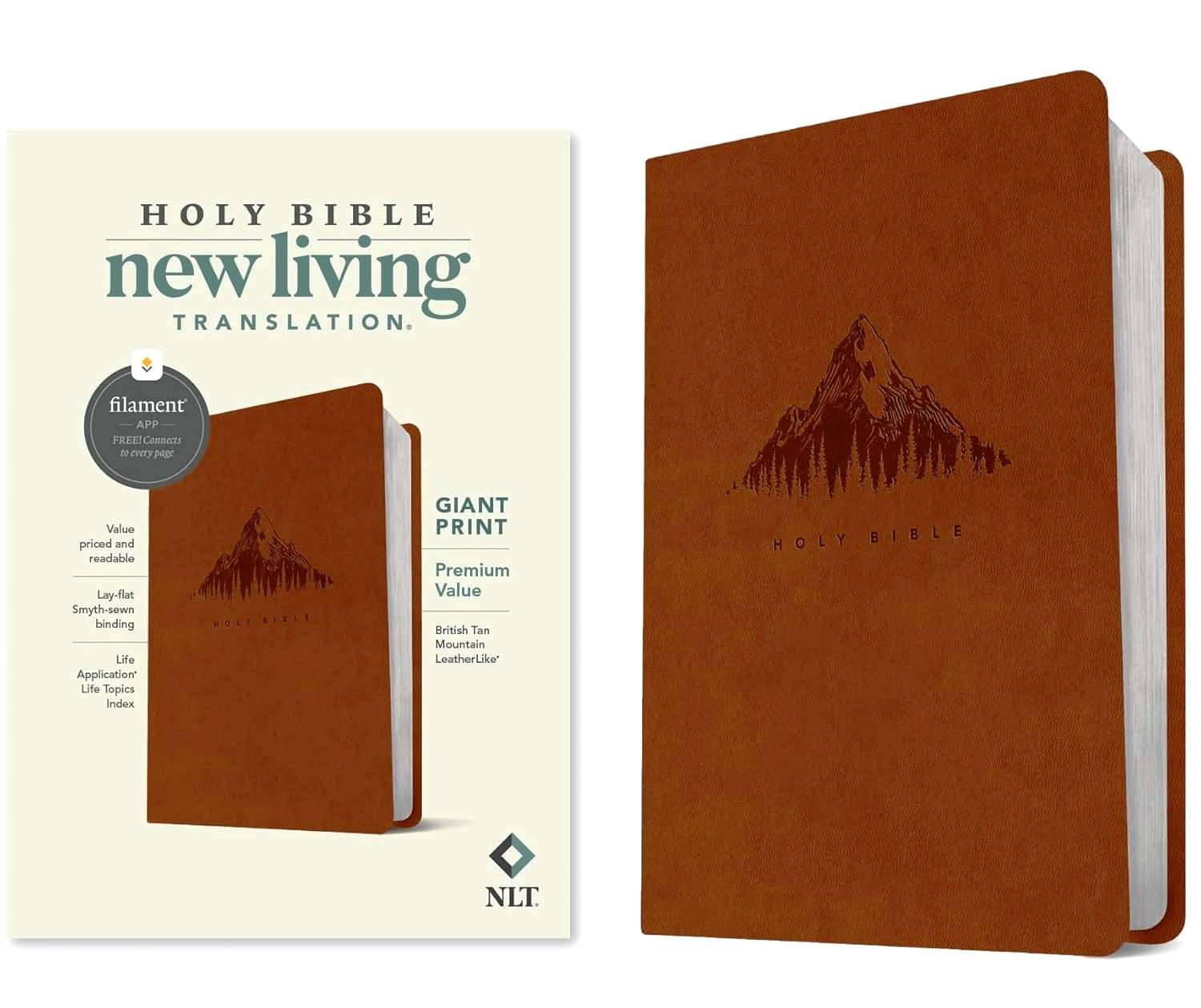 NLT Premium Value Giant Print Bible, British Tan LeatherSoft Cover, ISBN 9781496488263