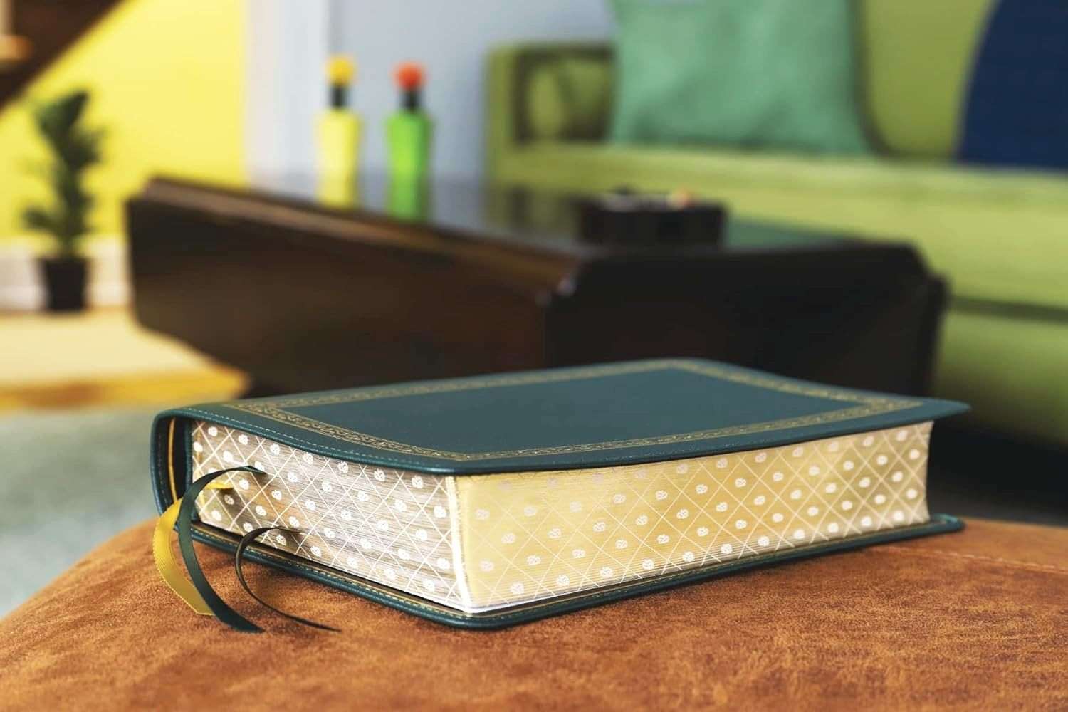 NIV Personal Size Large Print Bible - Premium Dark Green Goatskin Leather - Premier Collection