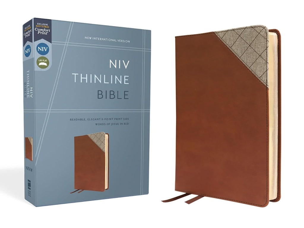 NIV Thinline Leathersoft Brown Red Letter Bible with Comfort Print Imitation Leather