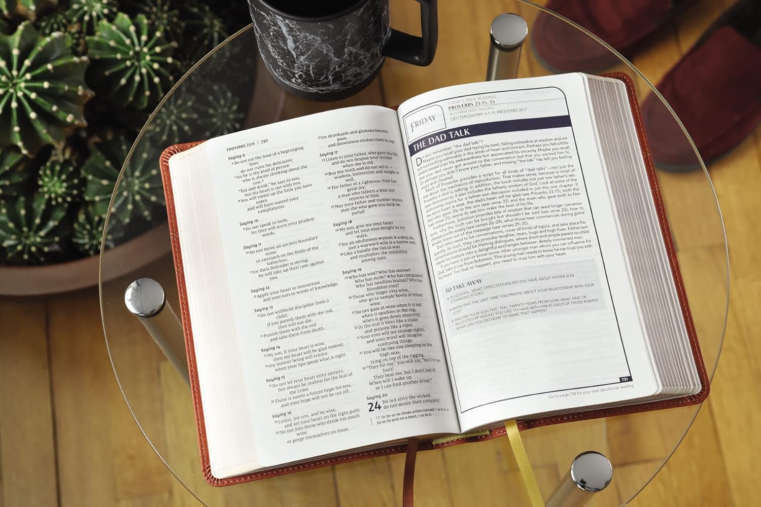 Brown Leathersoft Comfort Print NIV Men's Devotional Bible with Imitation Leather binding