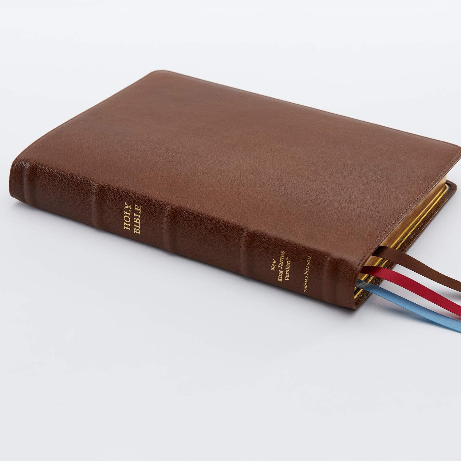 NKJV Thinline Reference Bible Large Print Brown Goatskin Leather
