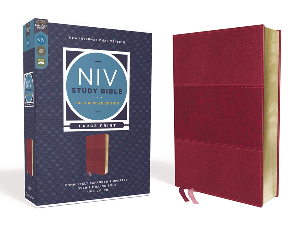 NIV Study Bible: New International Version, Burgundy, Leathersoft, Comfort Print (NIV Study Bible, Fully Revised Edition) Imitation Leather – Import,