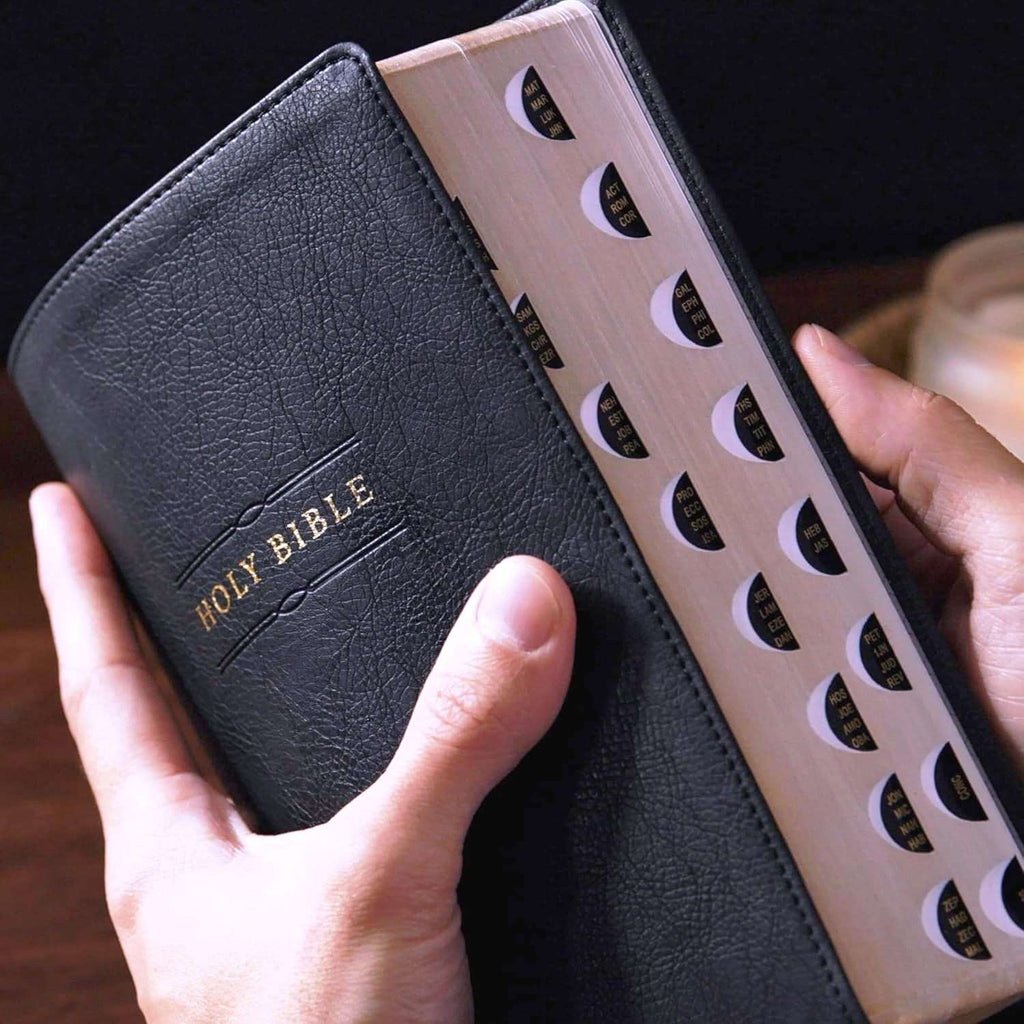 NKJV Personal Size Large Print Reference Bible with Thumb Index, Brown LeatherSoft