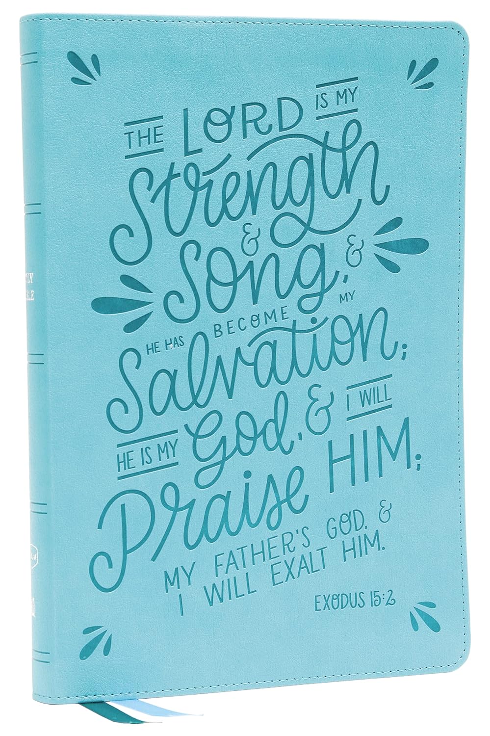 NKJV Thinline Bible with Verse Art Cover Collection in Leathersoft, Teal, Red Letter