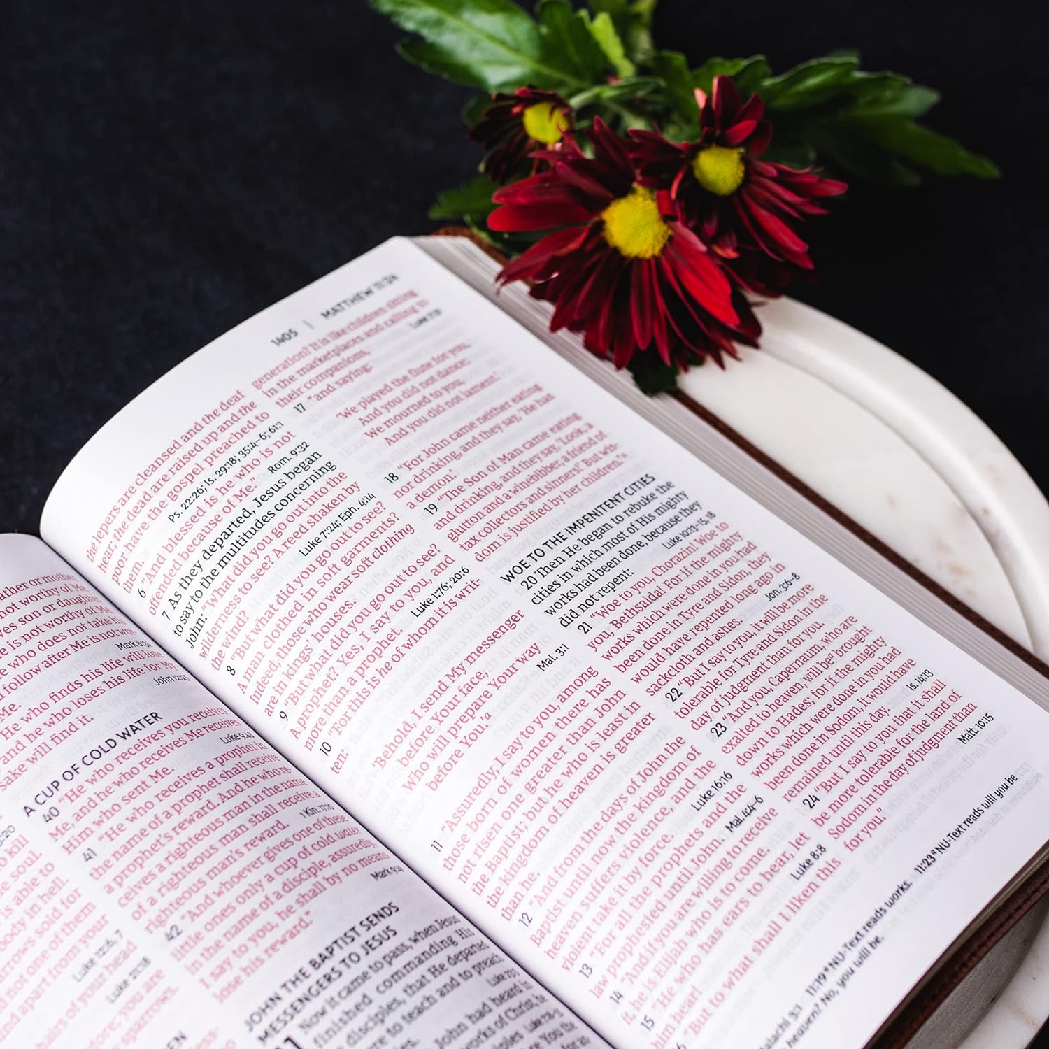 NKJV, End-of-Verse Reference Bible, Personal Size Large Print, Leathersoft, Black, Thumb Indexed, Red Letter, Comfort Print: Holy Bible, New King James Version Imitation Leather – Large Print,