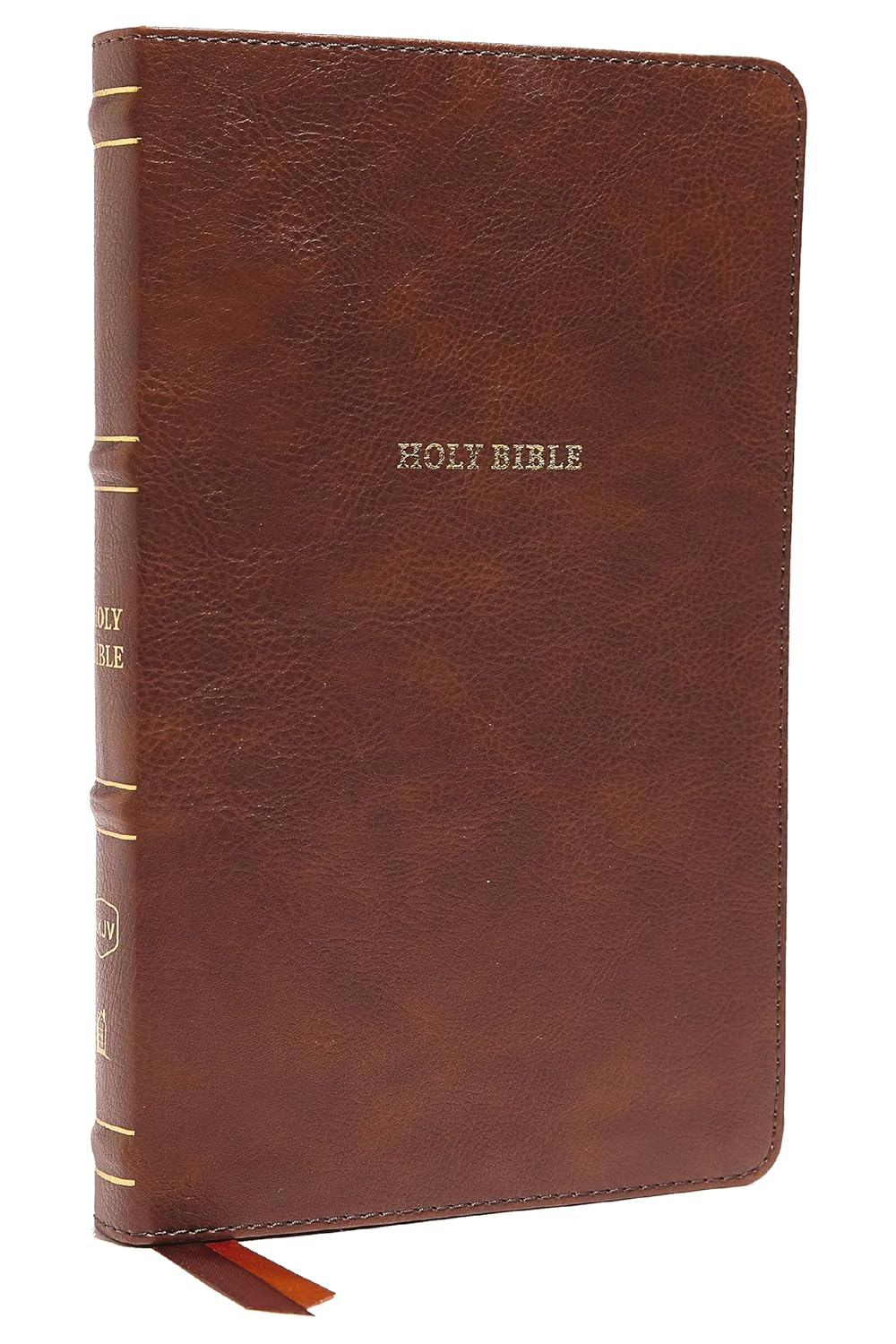 NKJV, Thinline Bible, Leathersoft, Brown, Red Letter, Comfort Print: Holy Bible, New King James Version Imitation Leather – Import