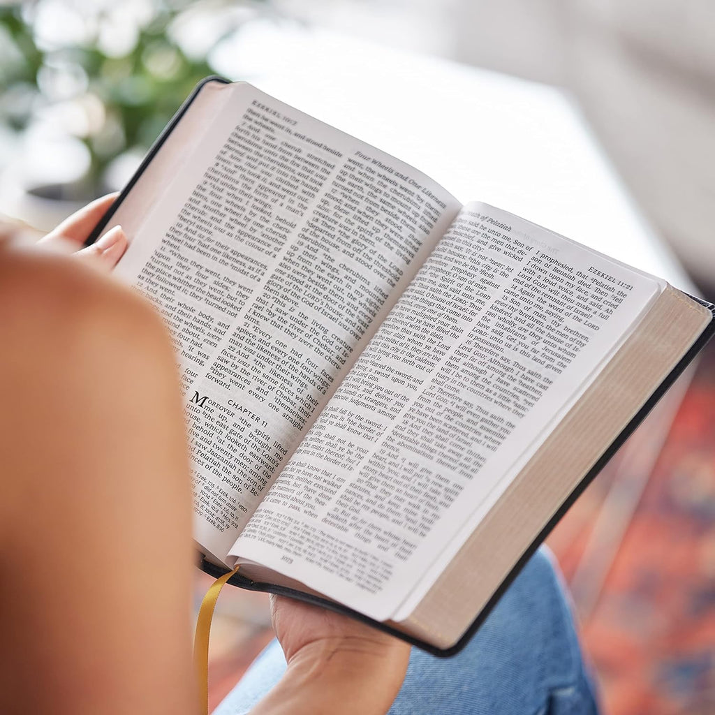 King James Version Bible with imitation leather cover and large print