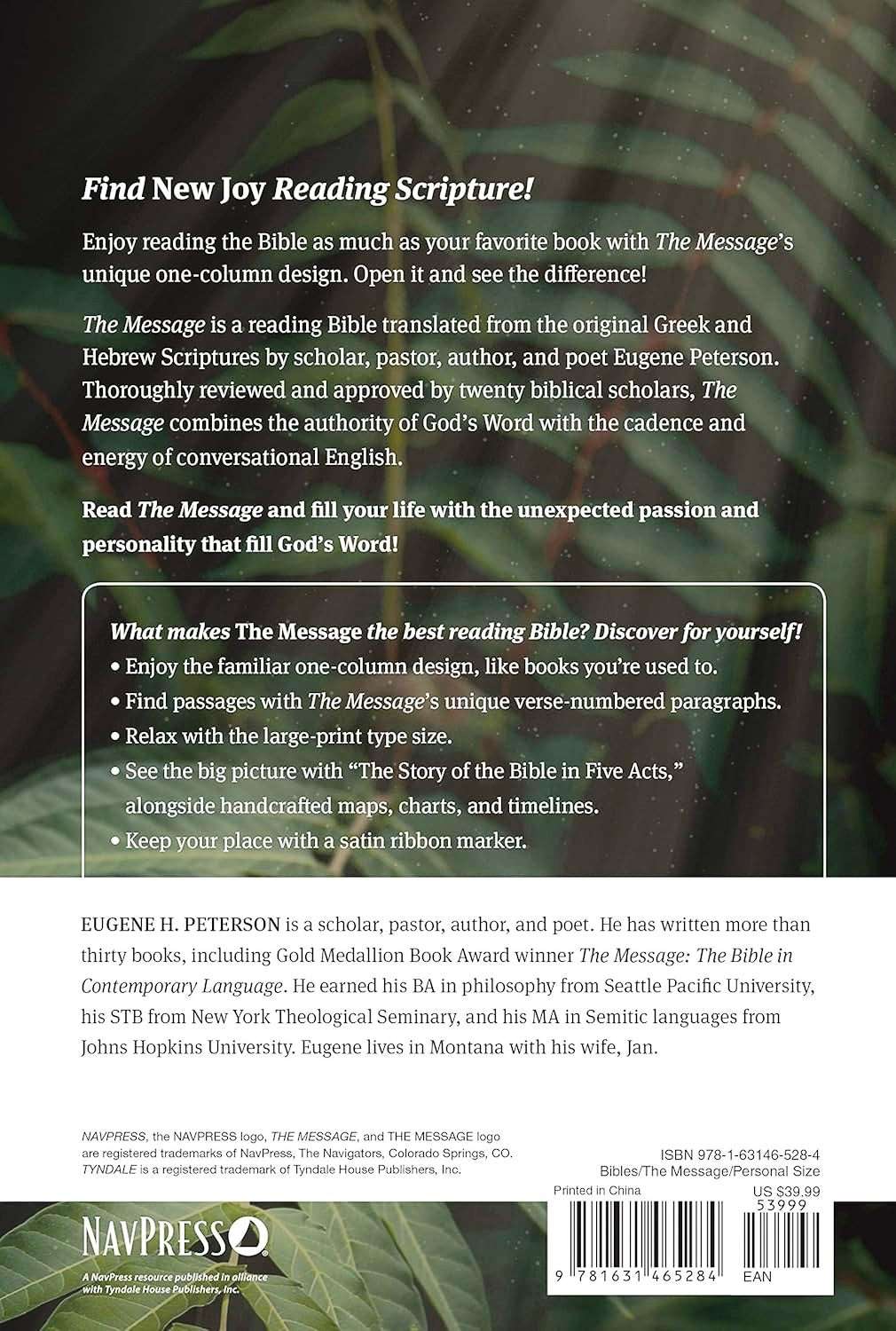 The Message Bible: Personal Size Edition - Black Wave Leather-Look Cover (ISBN: 9781631465284)